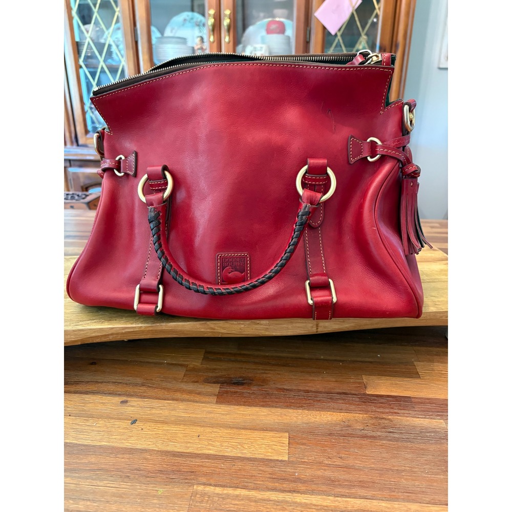 Dooney & Bourke Satchel Women Large Red Good Florentine Leather Whipstitch